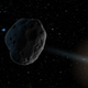 Artist’s depiction of an asteroid heading toward the inner Solar System.
